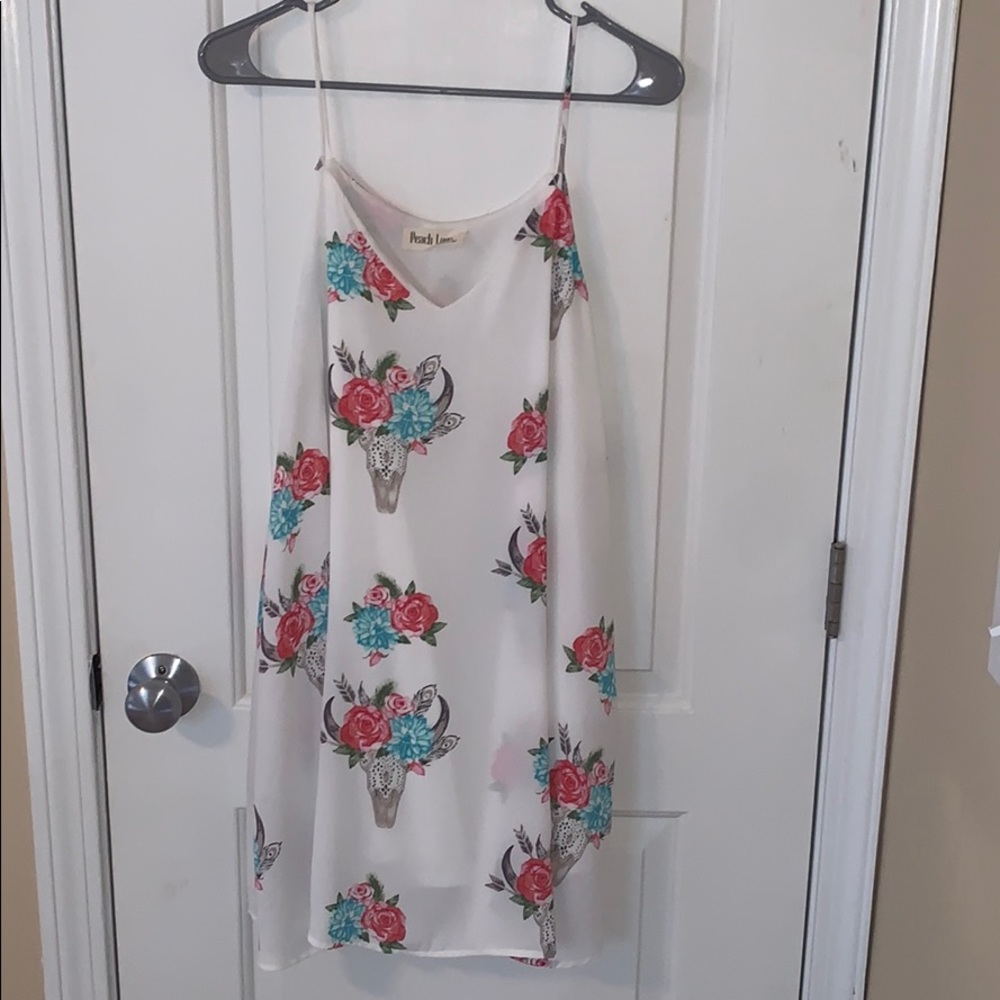 Peach Love Floral Bullhead Chiffon Dress